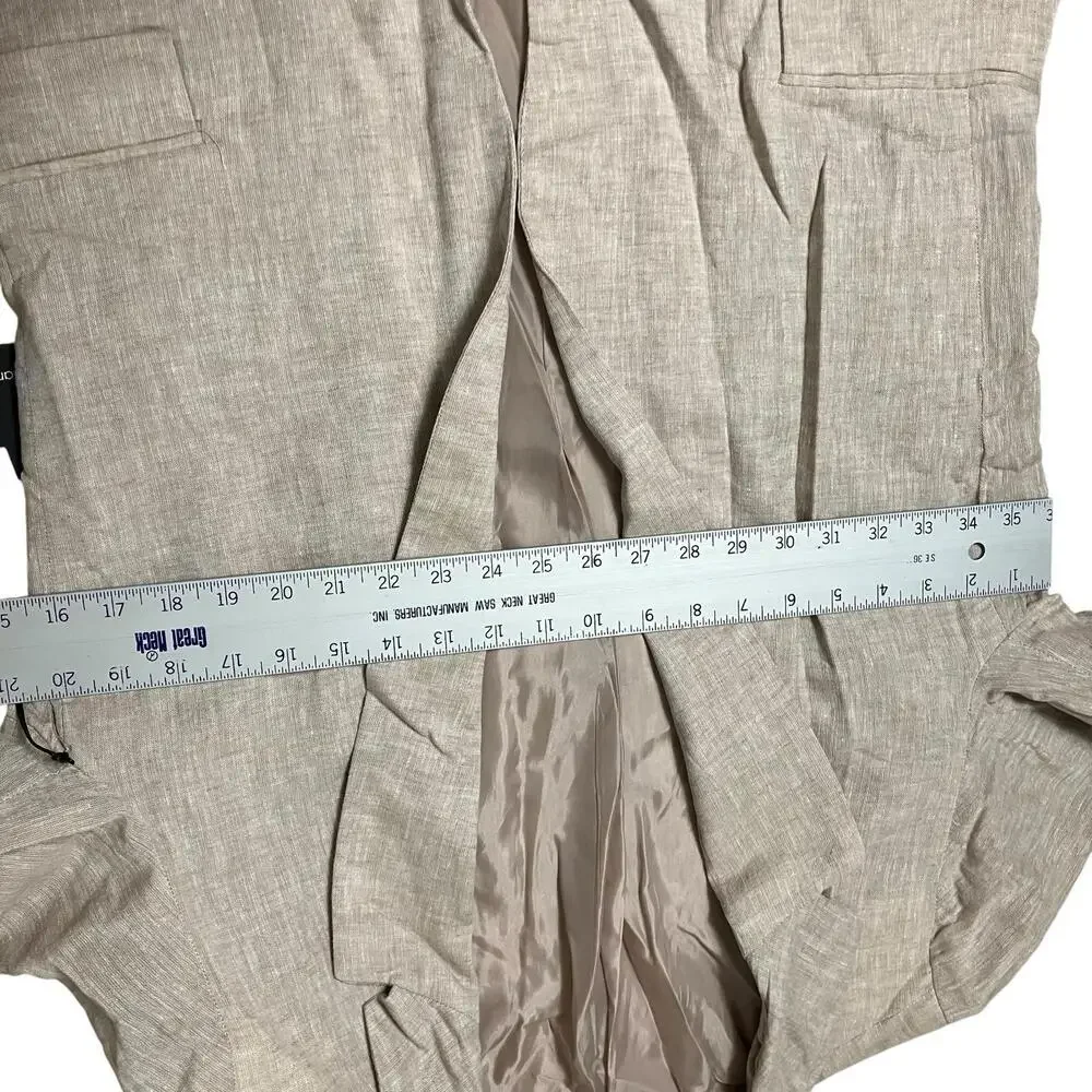 Harve Benard Blazer WMNS 12‎ Beige Linen Blend Open 3/4